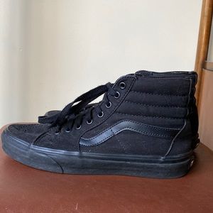 Mens Black Leather Vans Shoes 